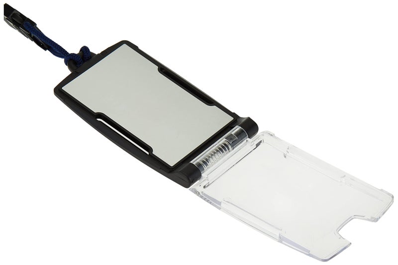 EK USA FIPS 201 One Hander ID Card Holder with Lanyard, Secure Badge Holder for CAC Card, 2 sided â€“ Navy - Image 2